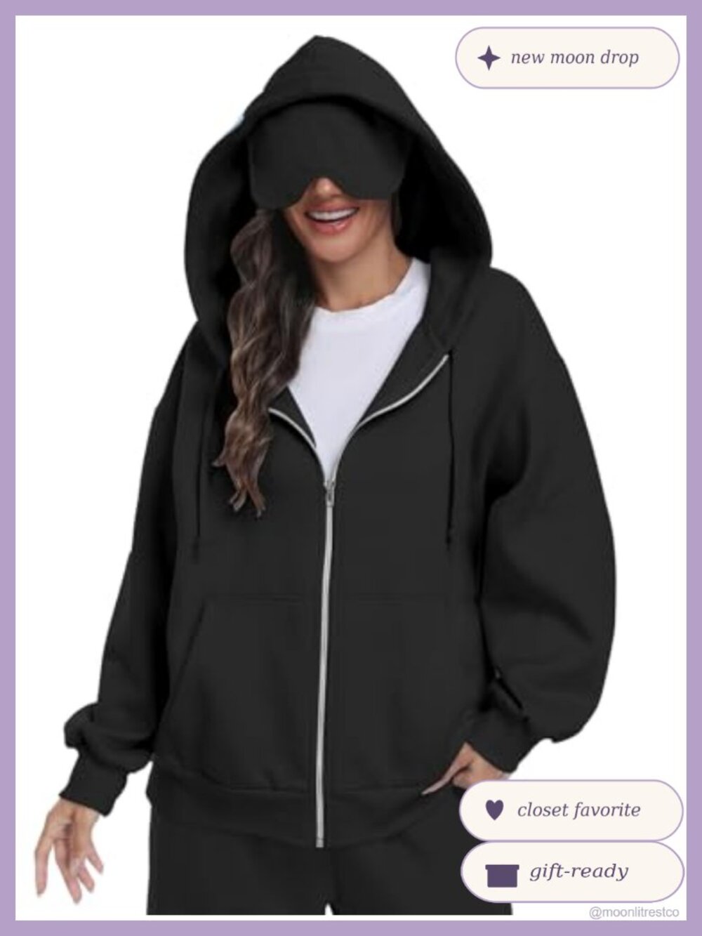 Unisex Zip Up Hoodie with Eye Mask Travel Fleece Hoodie